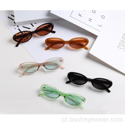 Óculos de sol femininos de moda feminina com moldura pequena em formato oval
